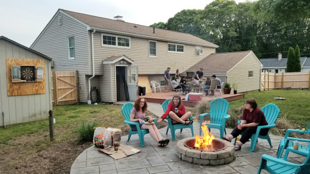 gathering of people in backyard